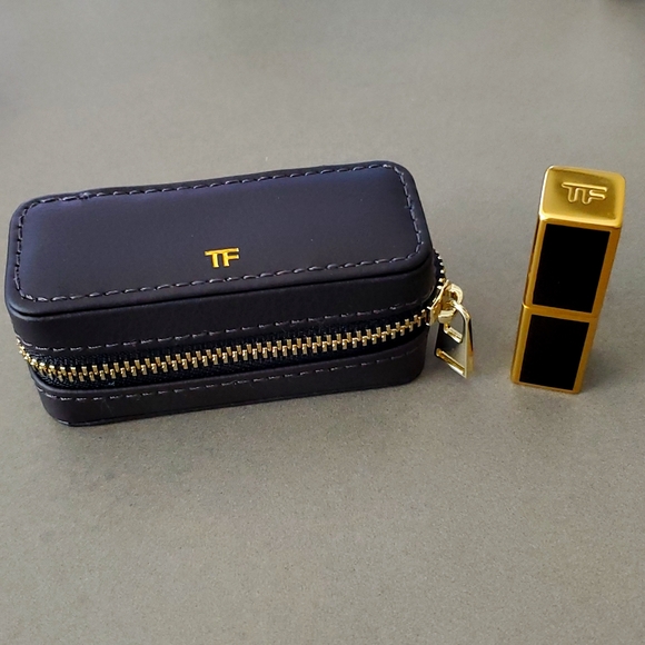 Brand New Tom Ford lipstick case with mirror brown zip around travel case TF